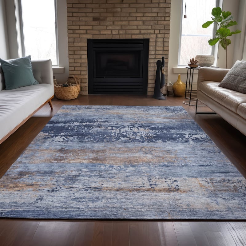 Machine Washable Indoor/Outdoor Contemporary Chantille Rug