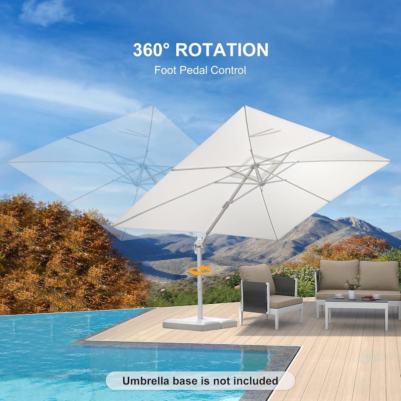PURPLE LEAF 9 x 11 ft White Cantilever Patio Umbrella with 360 Degree Rotation
