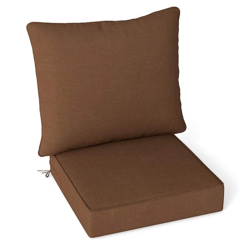 Gymax Deep Seat Chair Cushion Pads Set Indoor/Outdoor w/ Rope Belts - Brown