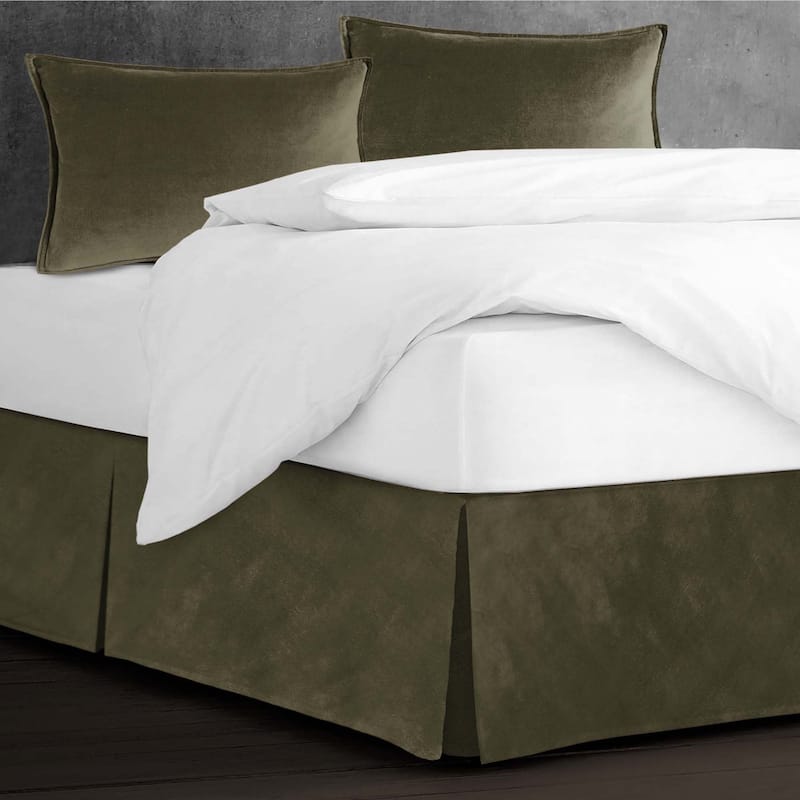 6ix Tailors Cascade Velvet Olive Bed Skirt 15" drop