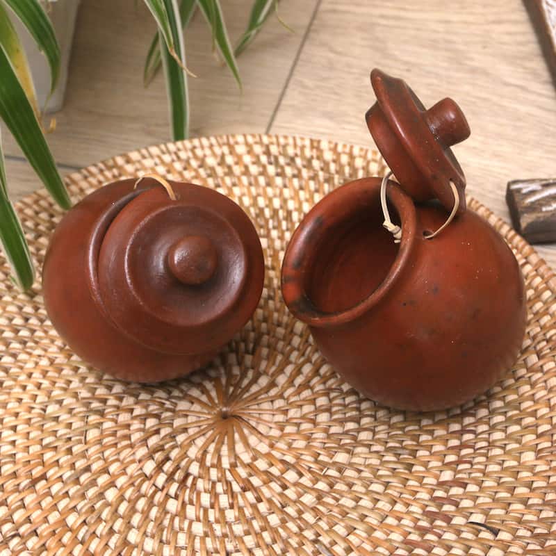 Novica Handmade Brown Ambrosia Ceramic Salt And Pepper Set