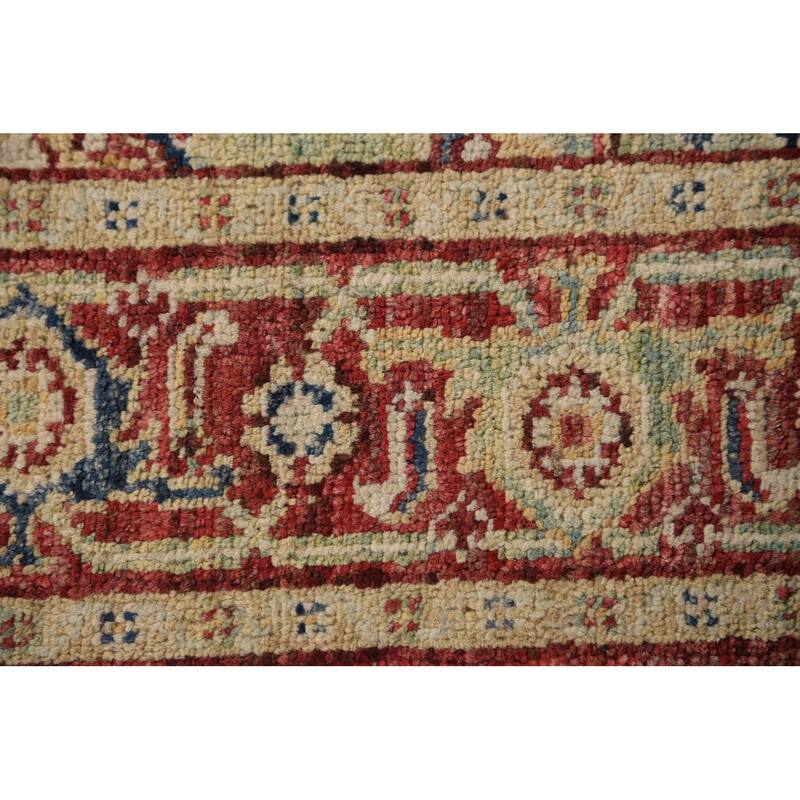 Heriz Serapi Vegetable Dye Accent Rug Geometric Handmade Wool Carpet - 3'0"x 4'10"