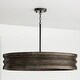 preview thumbnail 3 of 3, 30" W x 18" H 4-Light Chandelier in Matte Black and Handcrafted Mango Wood in Espresso Stain - 30"W x 6"H