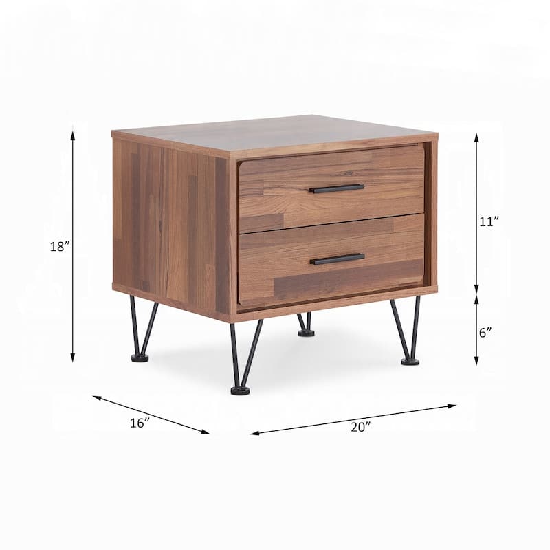 2 Drawers Nightstand with Metal Legs