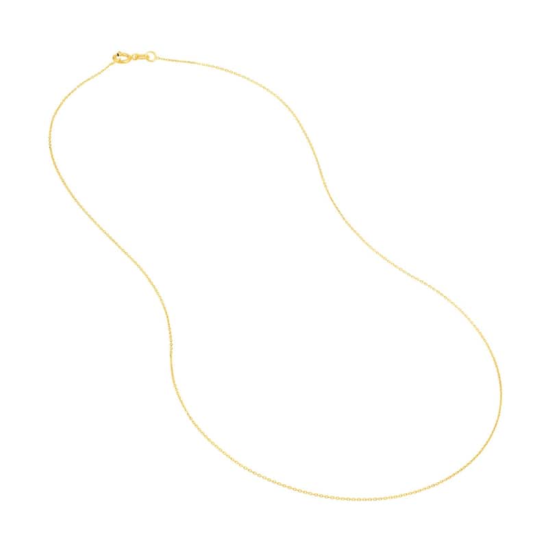 Curata 10k Yellow Gold 0.65mm Diamond Cut Cable Chain Necklace (Spring Ring)