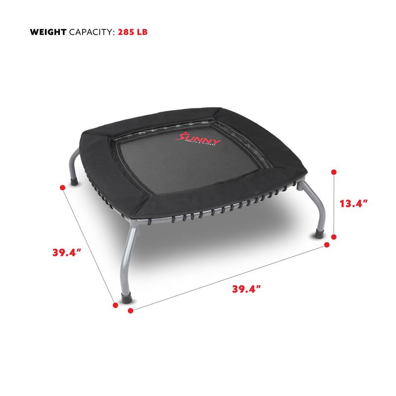 Sunny Health & Fitness Springless Mini Fitness Trampoline Adjustable Bungee-Style Rebounder 36 inch - SF-S021047