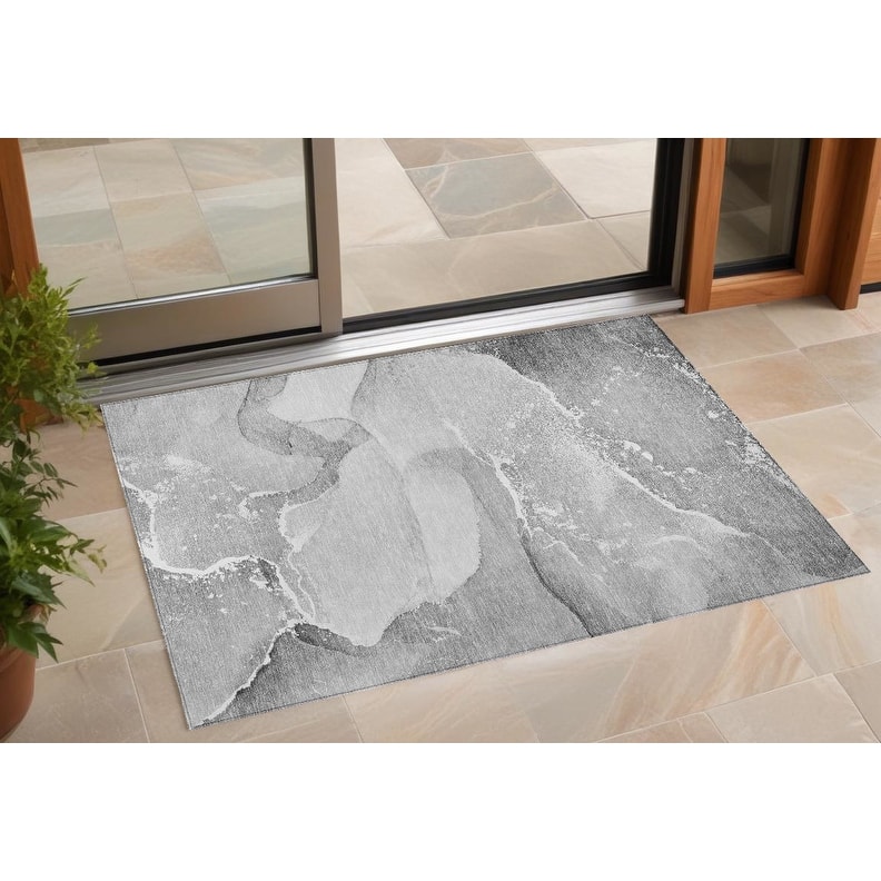 Lalu Contemporary Abstract Weather Resistant Blended Style Outdoor Rug