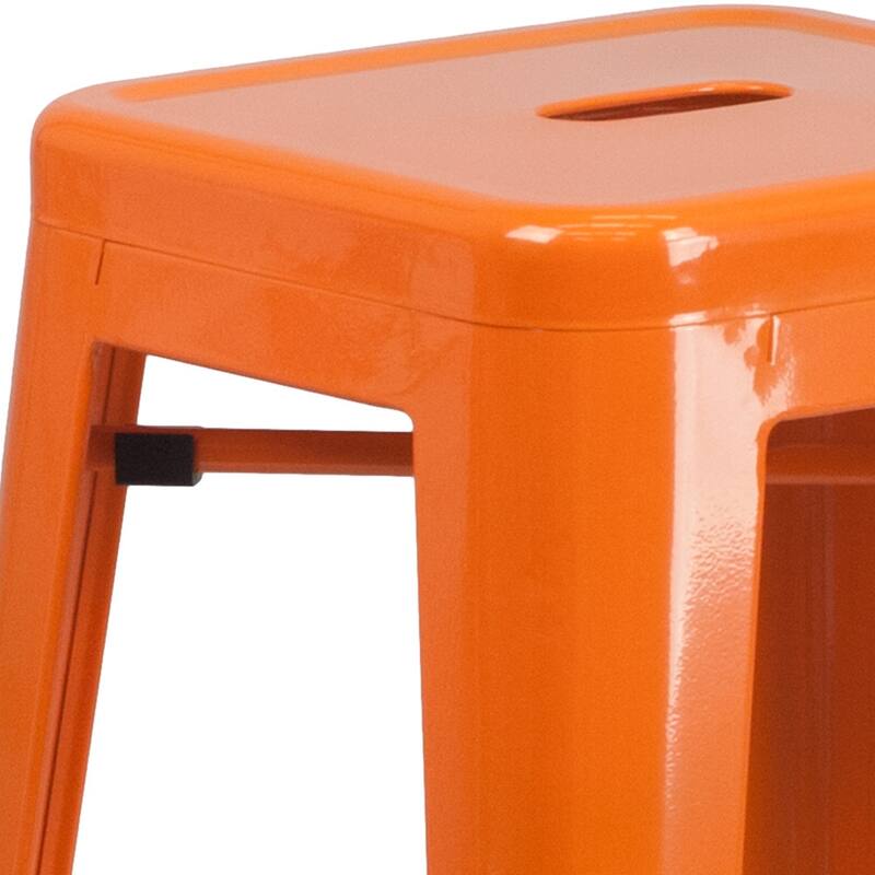 4 Pack 30" High Backless Metal Indoor-Outdoor Barstool with Square Seat
