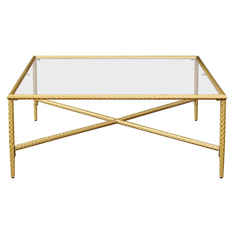Stylish Gold-Framed Glass Coffee Table