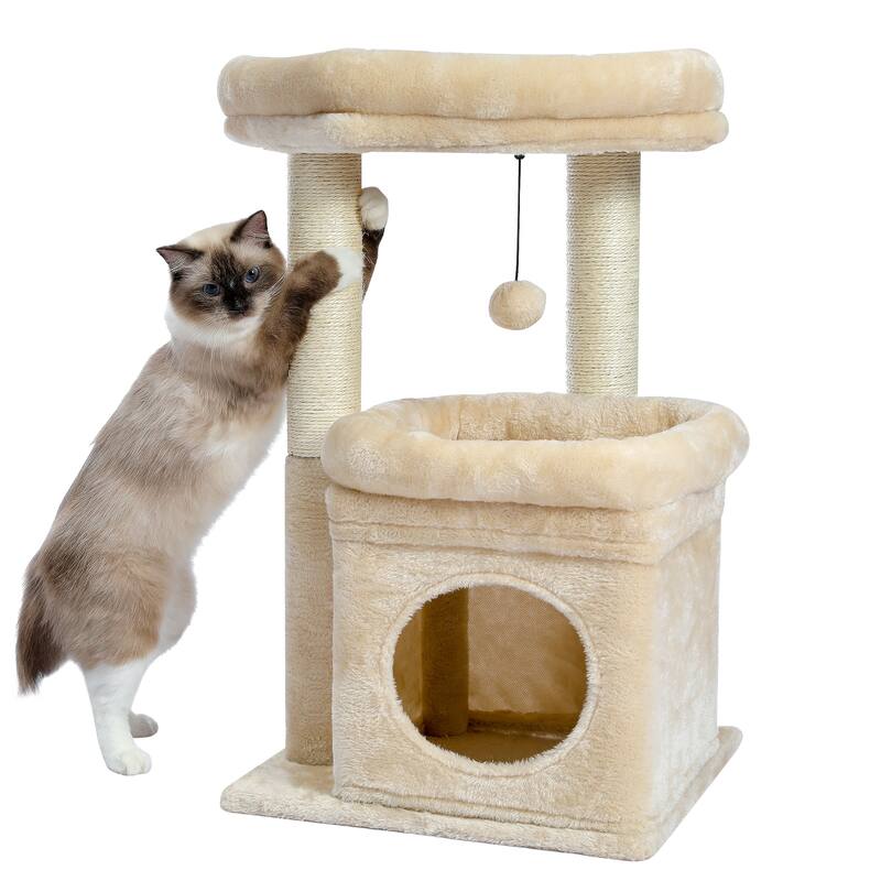 Indoor Small Natural Sisal Plush Cat Tower