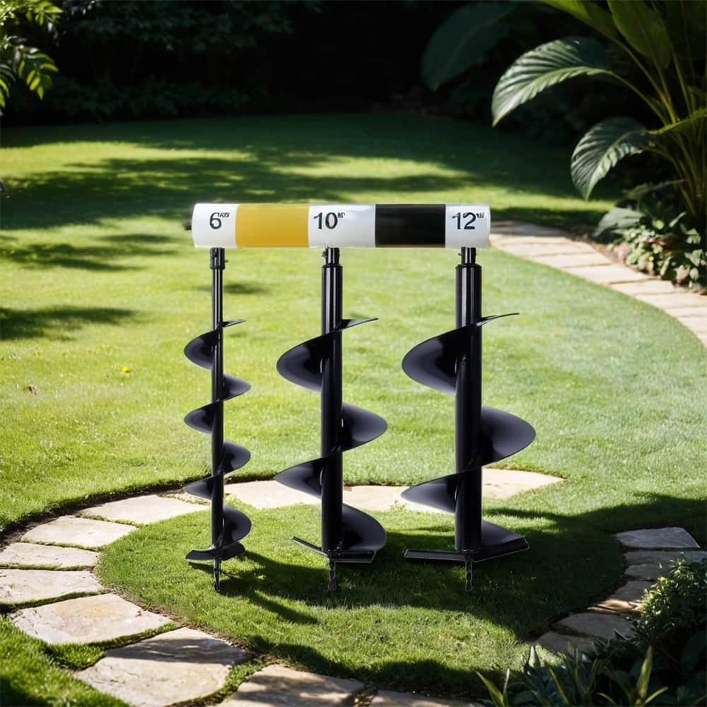 3 Piece Steel Hole Digger Replacement Auger Bits,6"+10"+12"