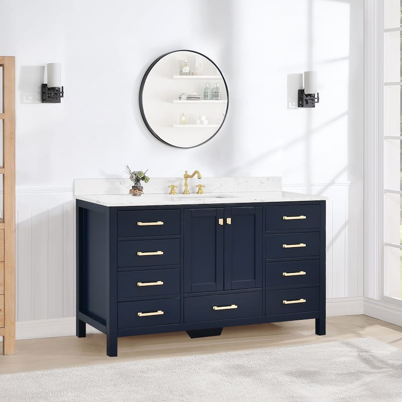 PROOX 60 in. W x 22in.D Freestanding Bath Vanity Engineered Top Single Rectangular Sink