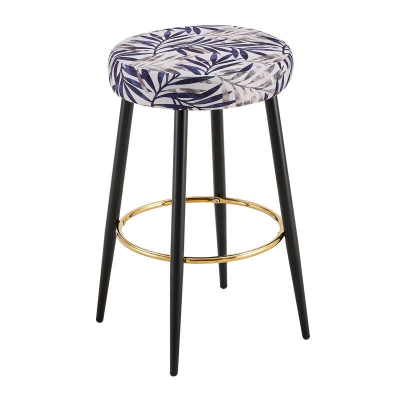 Bar Stools PU Kitchen Stools Upholstered Stools with Golden Footrest - Natural