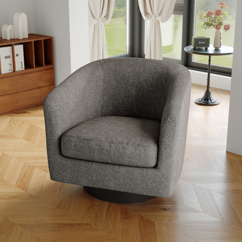 Modern Upholstered Barrel Chair Swivel Accent Chair for Living Room