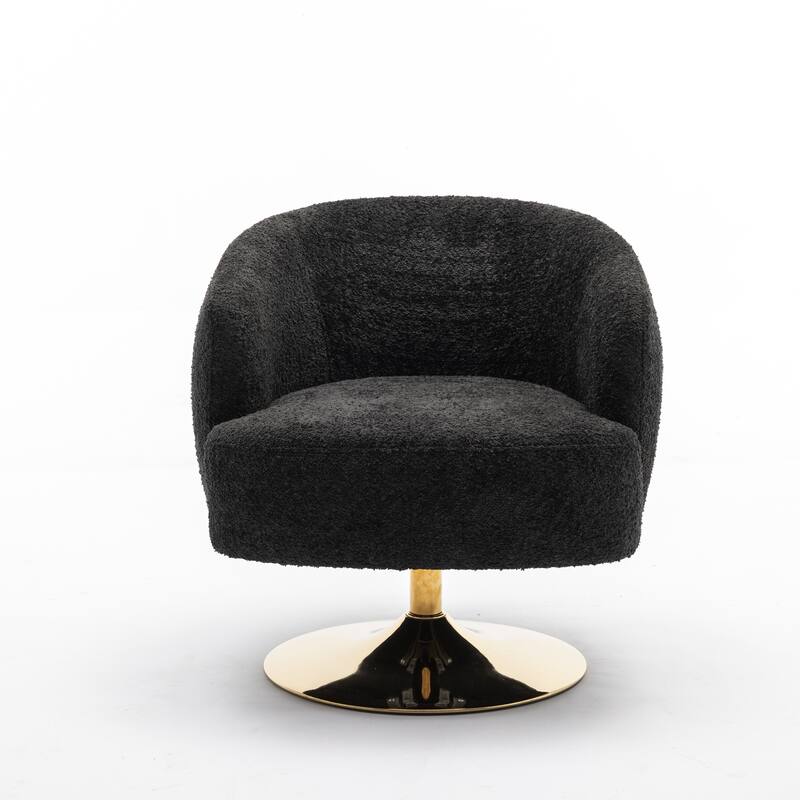 Accent Swivel Chair With Gold Metal Round Base