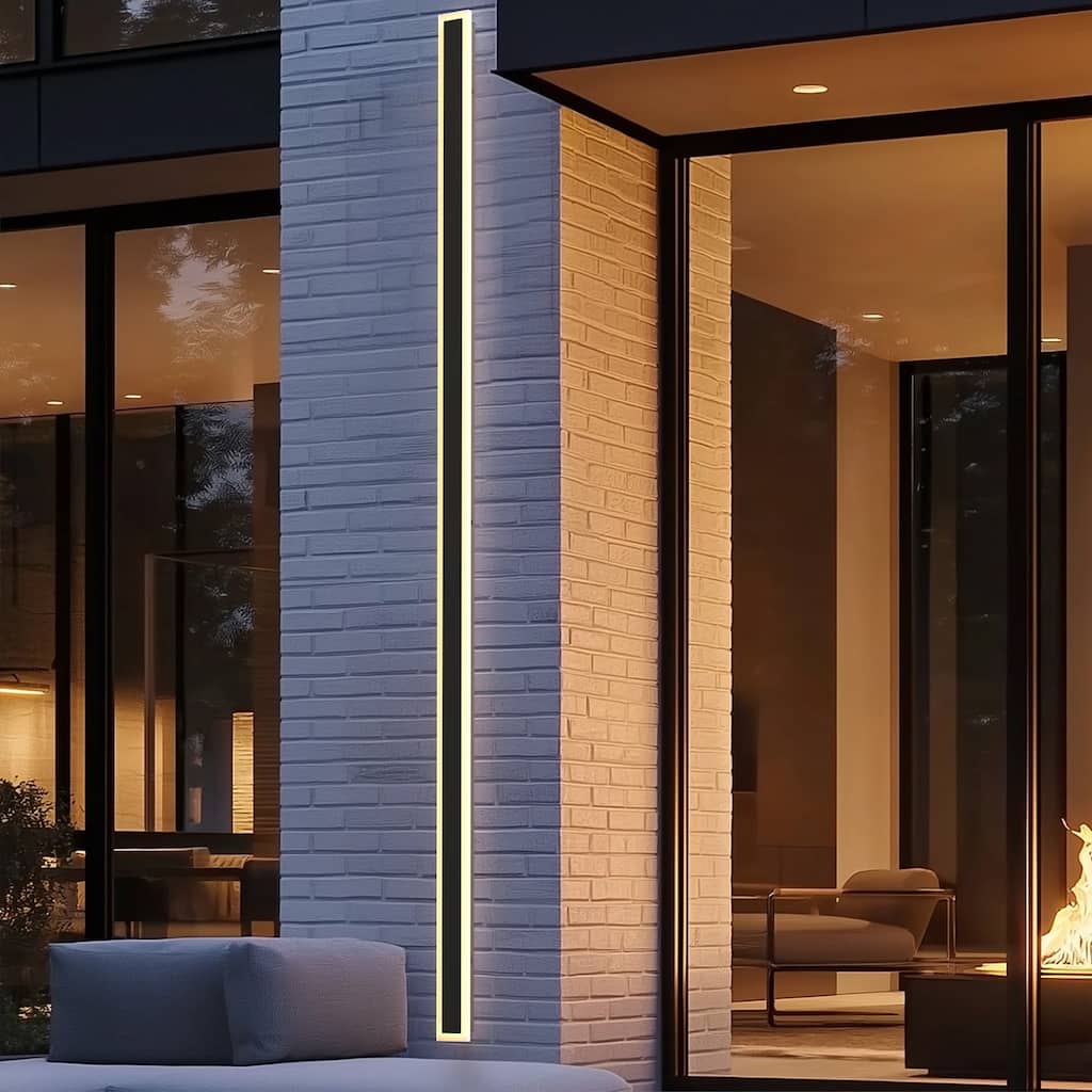 YANSUN Outdoor LED Wall Light, Long Rectangular Shape, 3000K Warm Light, Satin Black Finish for Stylish Outdoor Décor
