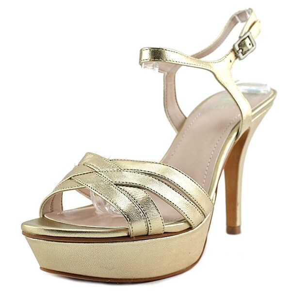 Vince Camuto Paden Women Open Toe Leather Gold Platform Heel