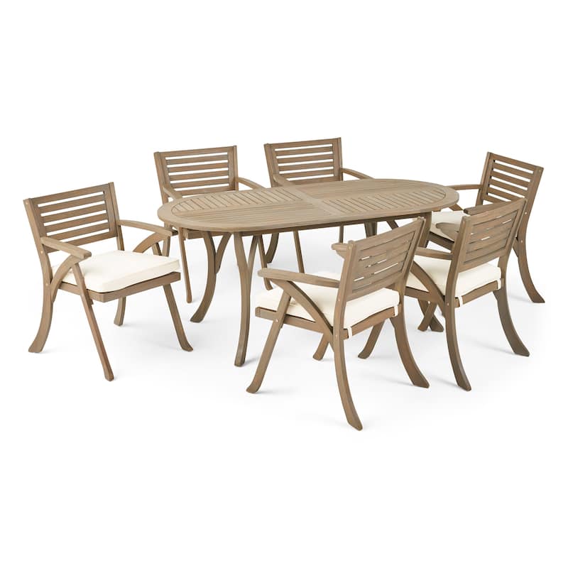 Hermosa Acacia Wood Outdoor 7-piece Dining Set by Christopher Knight Home