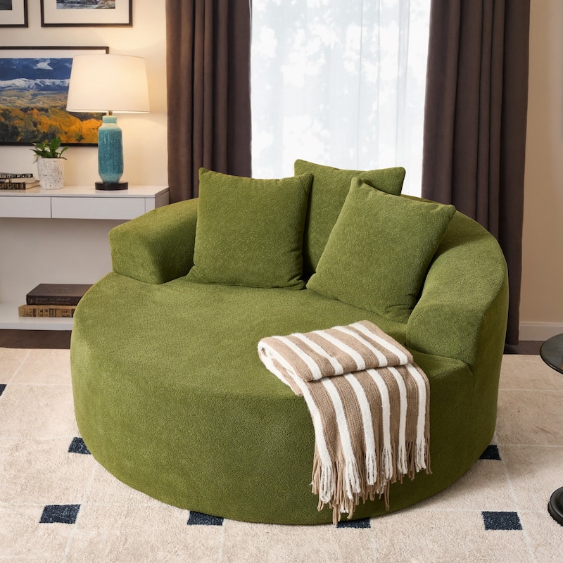 OVIOS Indoor Circular Plush&Fluffy Lazy Sofa - Corduroy-Green