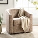 preview thumbnail 75 of 106, Cuenca Modern Living Room Wooden Upholstered 360° Swivel Barrel Chair with Metal Base and Wide Backrest