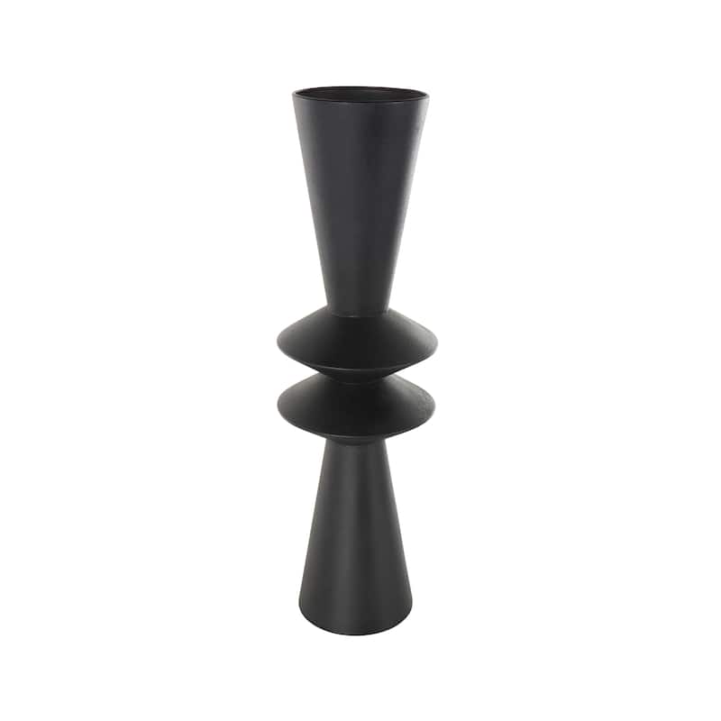 Metal Art Deco Fluted Decorative Vase - Black - Roche River Decor - 8"W x 8"L x 26"H