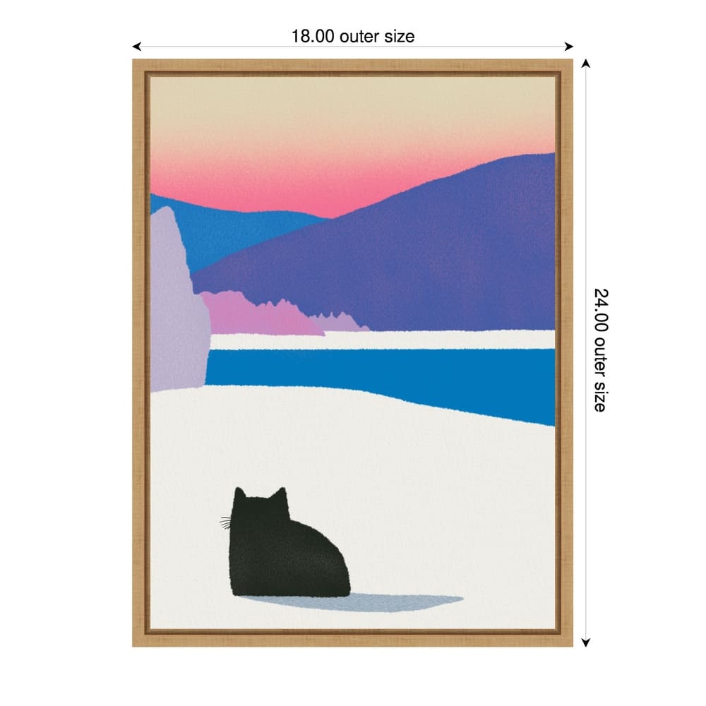 Black Cat Fur in White Snow by Little Dean Framed Canvas Wall Art