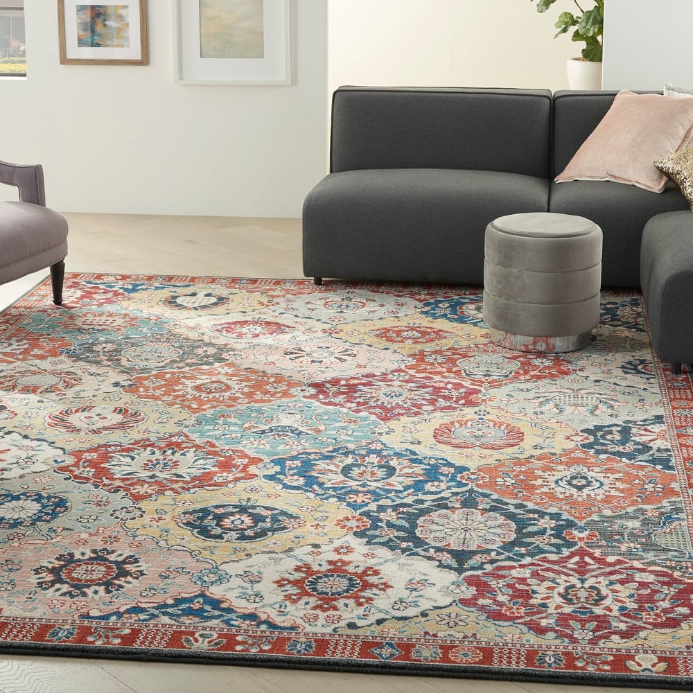 Nourison Parisa Traditional Moroccan Lantern Floral Medallion Area Rug