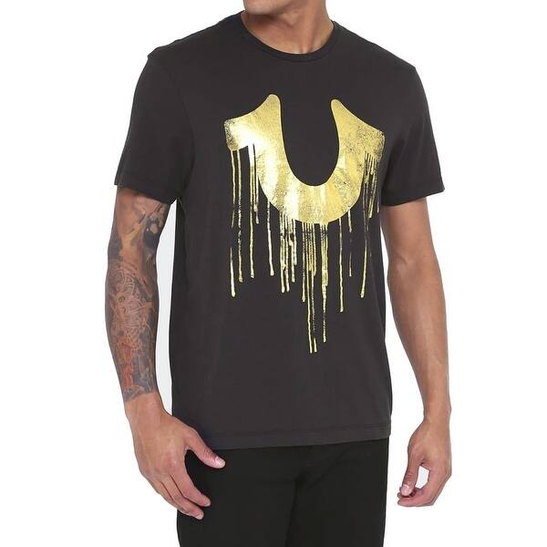 Shop True Religion New Black Gold Mens Size Xl Drip Graphic Tee