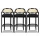 preview thumbnail 7 of 19, Americana Modern Cane Back Bar Stool - Counter or Bar Height - 26 or 30 Inch - Solid Oak Wood Frame - No Assembly Required Set of 3 - Jet Black Polyester - Bar Height