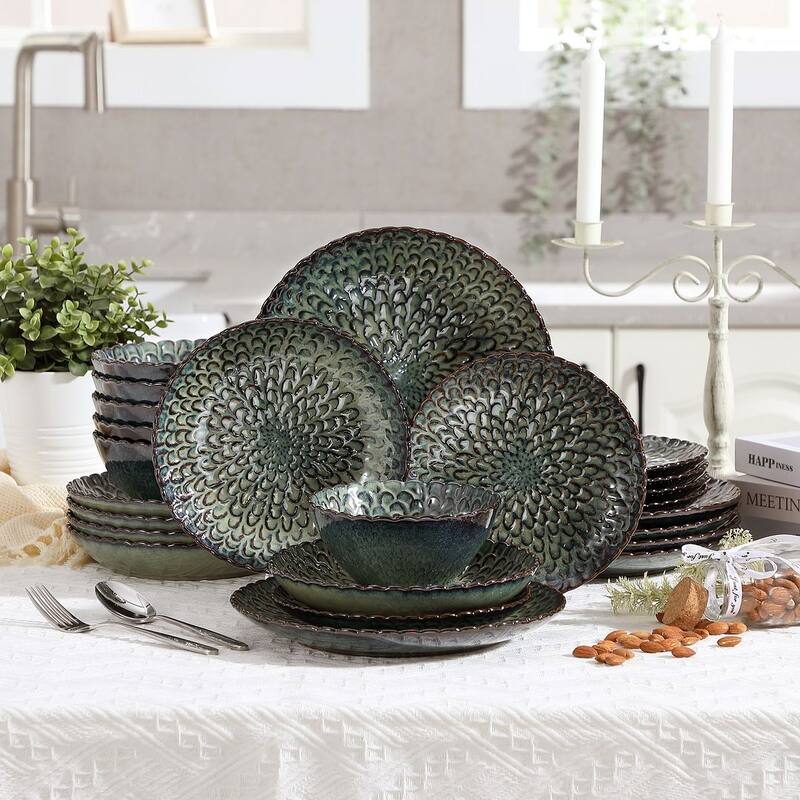 vancasso Chrys Flambed Glaze Stoneware Dinnerware Set