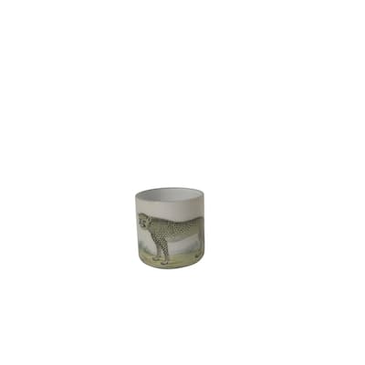 Small Leopard Glass Votive Candle Holder - 3"