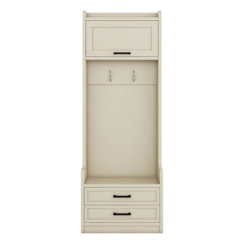 4-in-1 Detachable Hall Tree with Storage Cabinets and Hooks, Multifunctional Hallway Coat Rack with Drawers and Shoe Bench