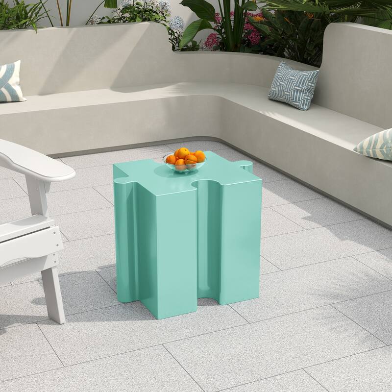 Puzzle Art Side Table, Modular Concave Edge MGO Table - Buy Singles or Combine for Custom Layouts, Indoor & Outdoor