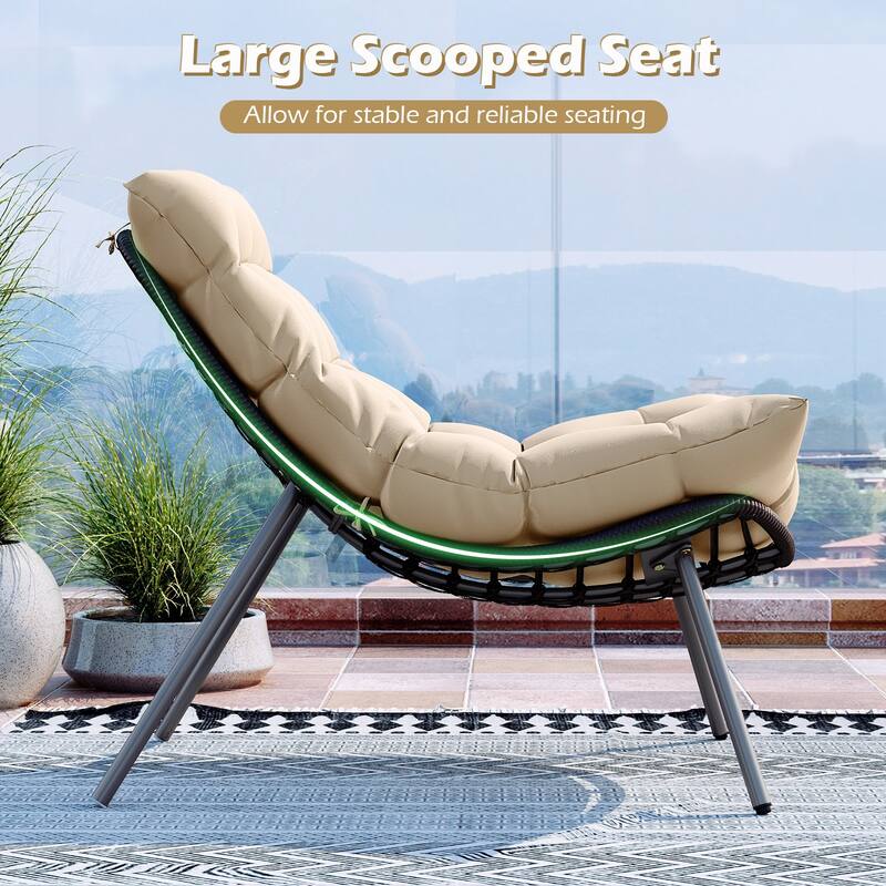 Costway 3 PCS Patio Furniture Set with Cushioned Papasan Chairs - See Details