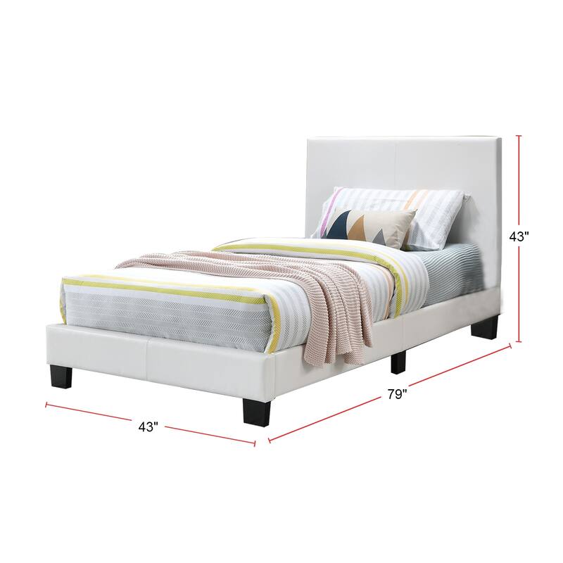 White Faux Leather Upholstered Platform Bed