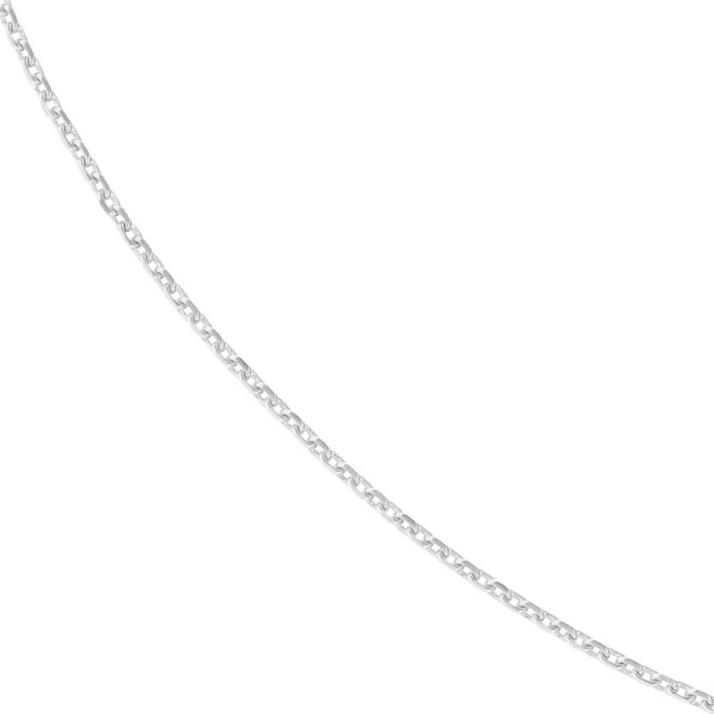 Curata 14k White Gold 0.8mm Diamond Cut Cable Chain Necklace (Spring Ring)