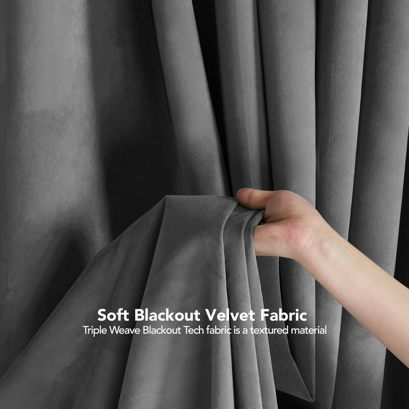 Deconovo Velvet Blackout Curtains, 2 Panels, Thermal Insulated