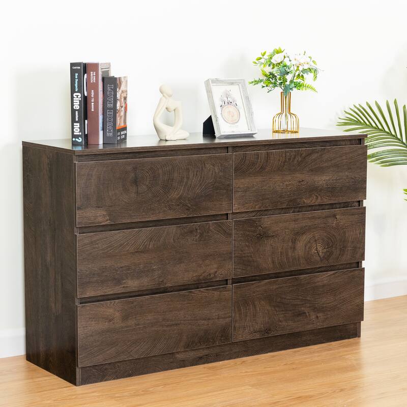 Modern Drawer Dresser Buffet Sideboard with 3 Plus 3 Drawers, for Dining Room Living Room Bedroom, Kitchen Corridor
