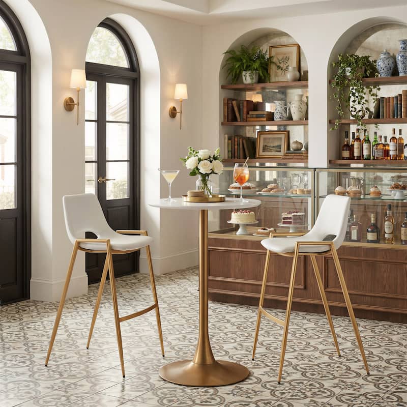 Auray Bar Table White & Gold