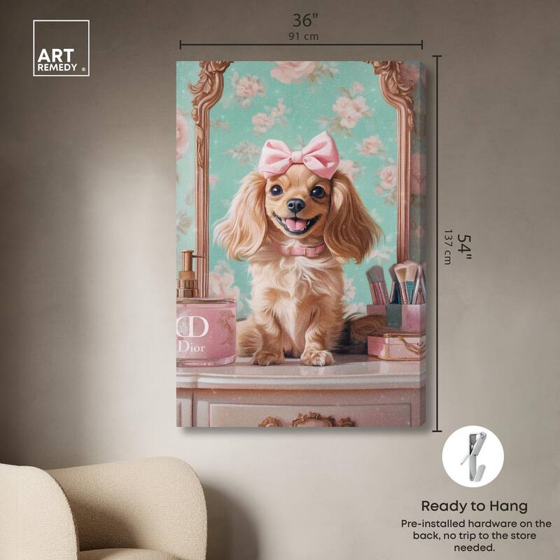 Cute Doxxie at the Vanity Canvas by Art Remedy, Gallery Wrapped