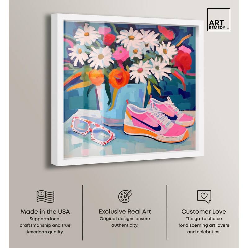 Whimsical Sneakers Flower Vase Shadowbox by Art Remedy