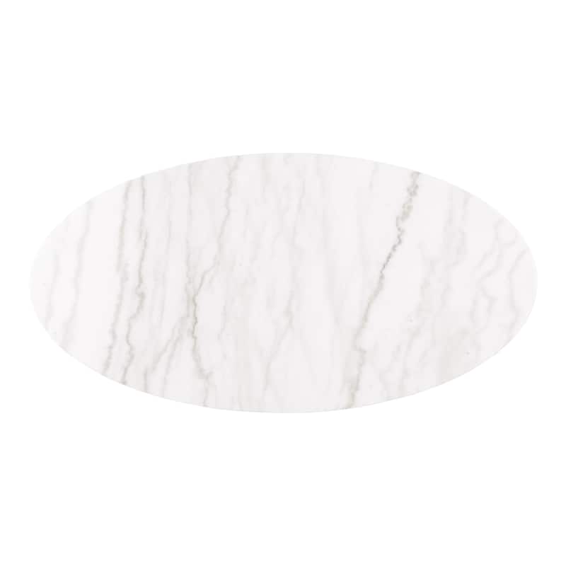 Furniture of America Torin Modern Genuine Marble Top Oval Coffee Table