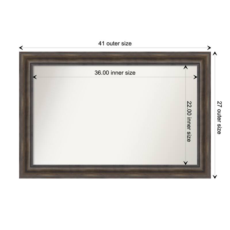 Rustic Pine Brown Framed Non-Beveled Custom Wall Mirror, Bathroom Vanity Mirror - Outer Size: 41.5 x 27.5