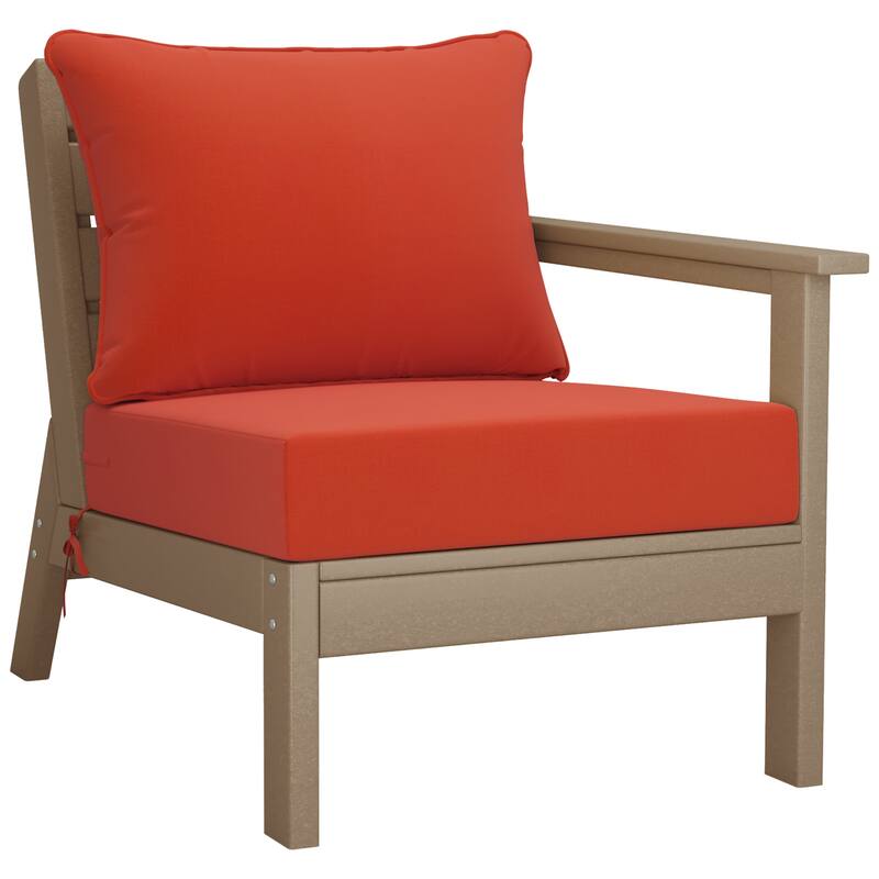 Birchwood All Weather HDPE Outdoor Patio Deep Seating Weathered Wood Sofa With Cushions (3-Piece)