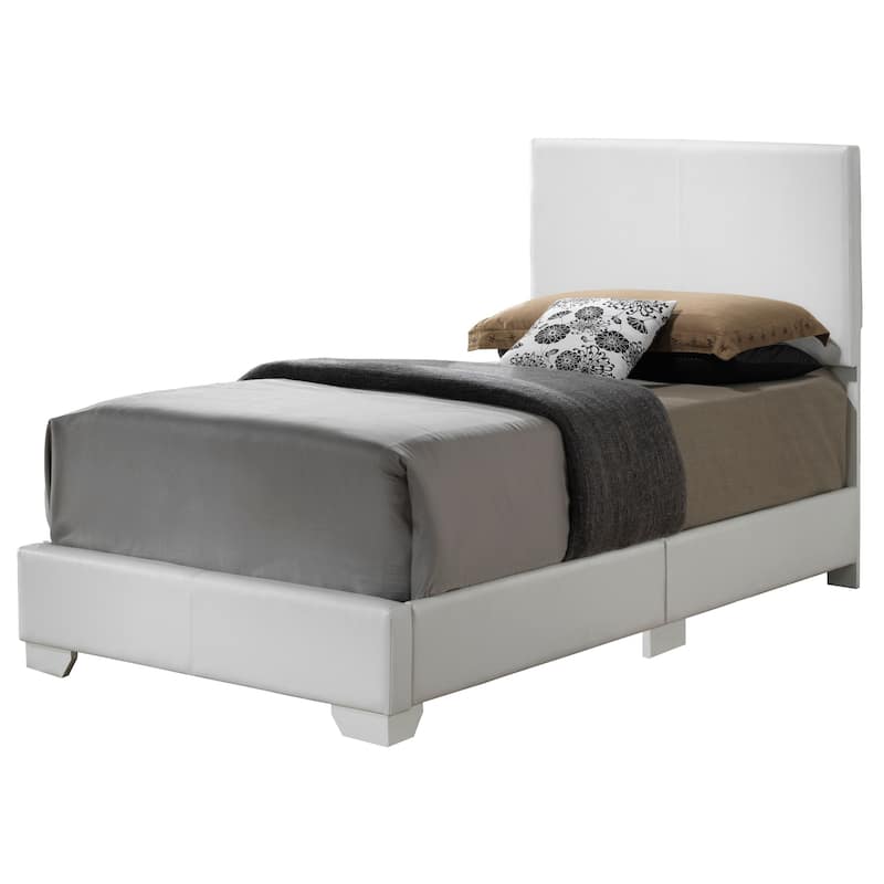 Aaron Faux Leather Bed - White - Twin
