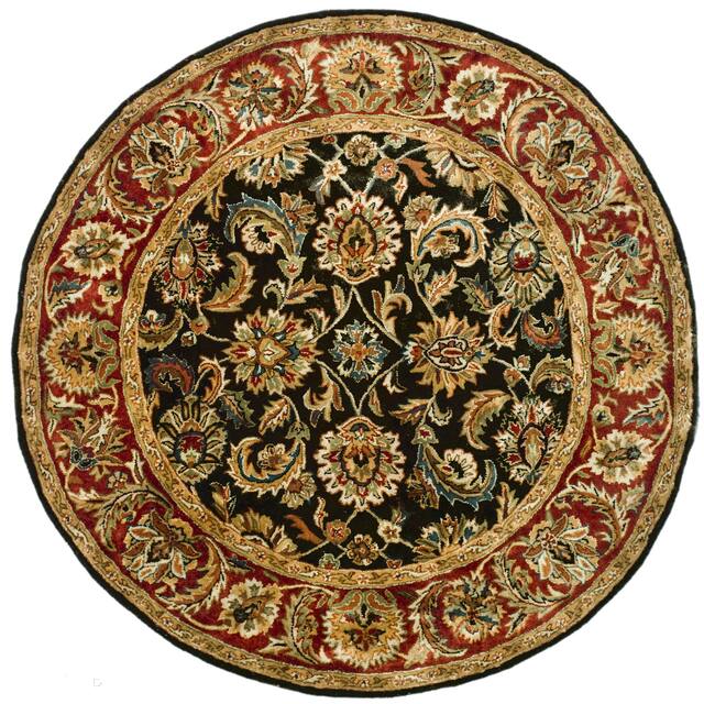 SAFAVIEH Handmade Classic Clotilda Traditional Oriental Wool Rug - 6' x 6' Round - Dark Olive/Red