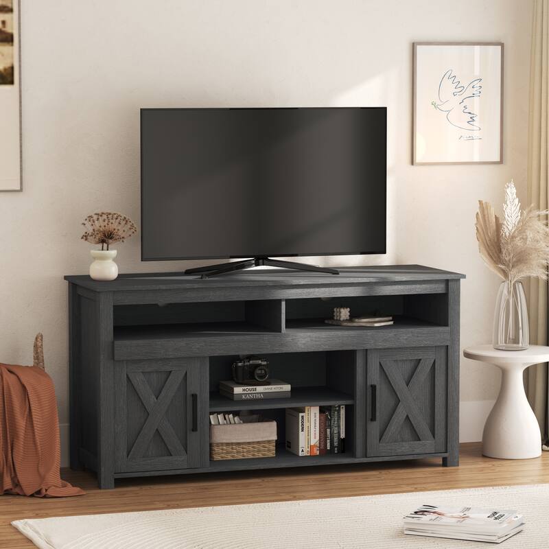 TV Stand for TVs up to 60" Farmhouse Media Console - GRAY WASH