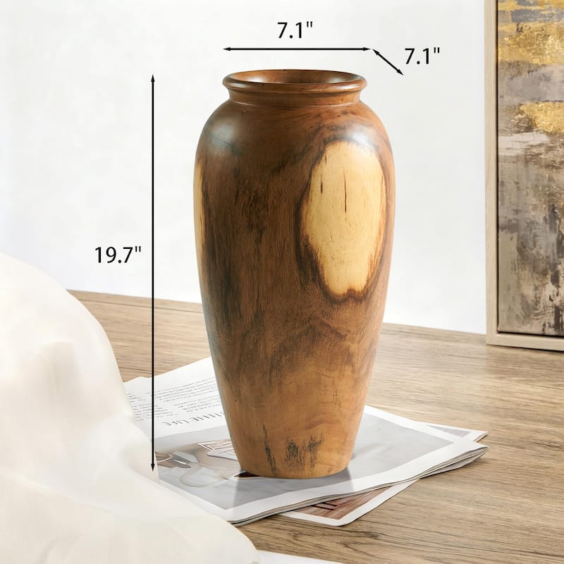 Natural Grain Suar Wood Decorative Vase