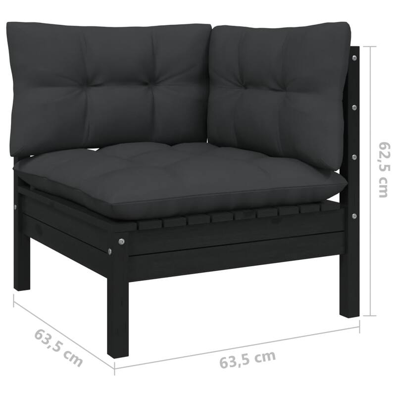 vidaXL 12 Piece Patio Lounge Set with Cushions multi colors Pinewood - 25" x 25" x 24.6"
