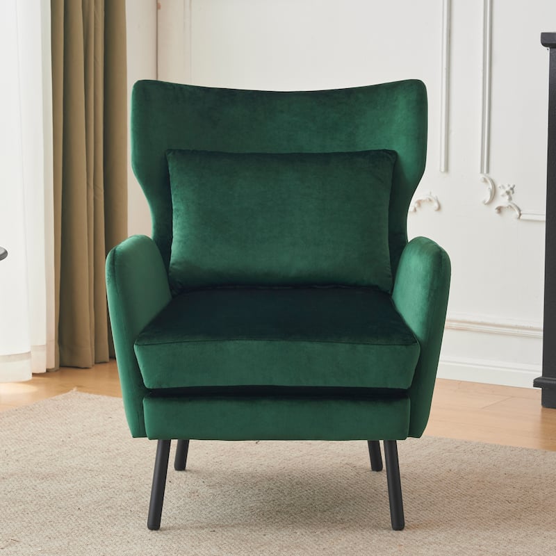 Green 32" Wing Back Velvet Accent Chair